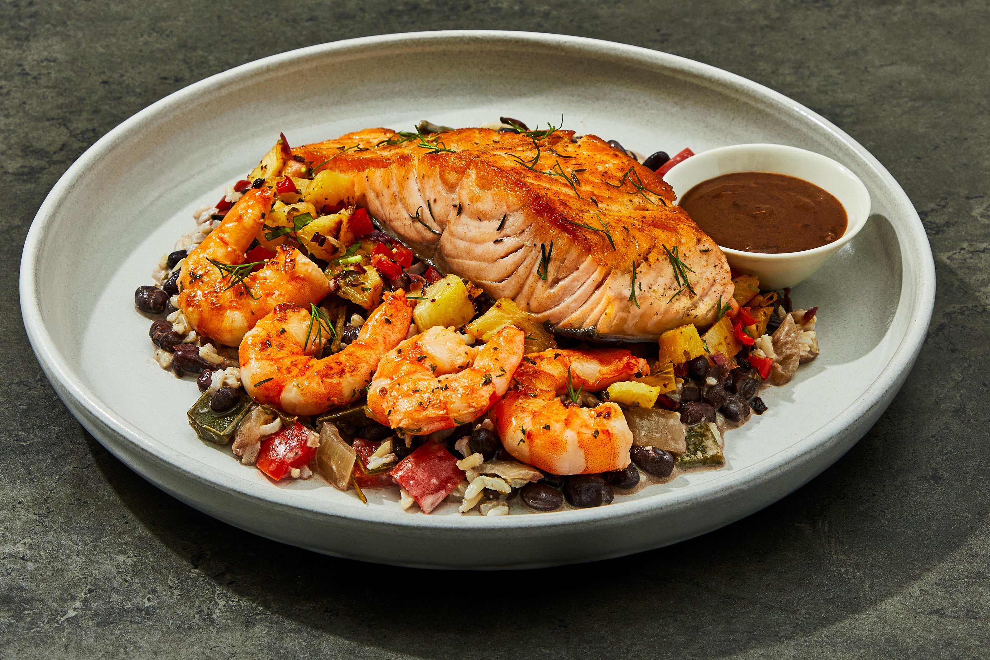 Jamaican Jerk Salmon & Shrimp