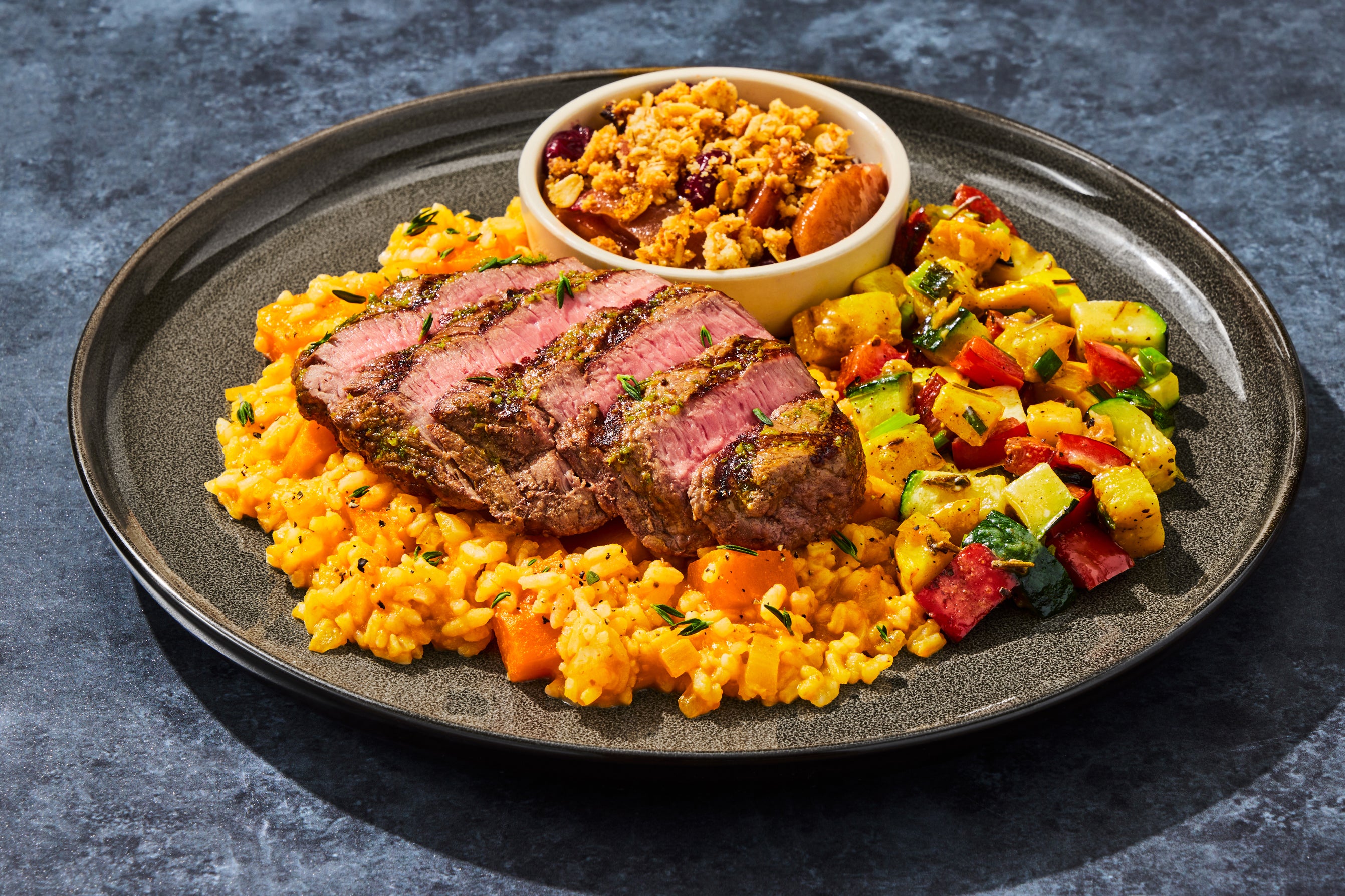 Herb Peppercorn Filet Mignon & Butternut Squash Risotto