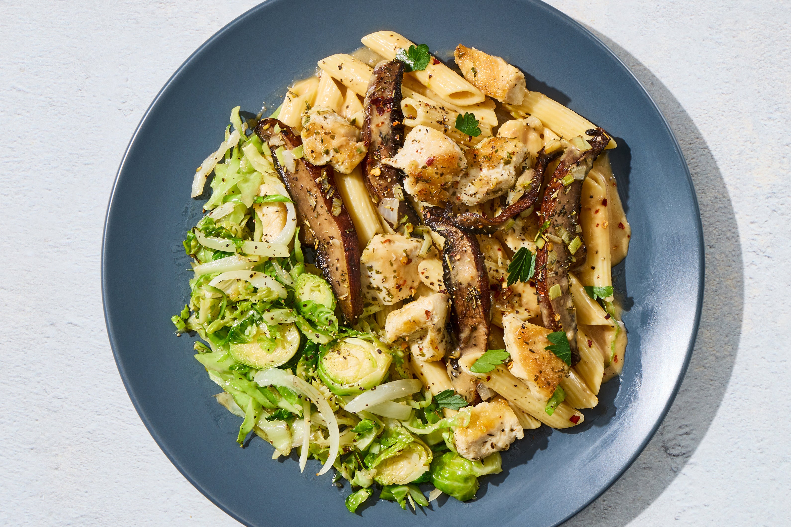 Browned Butter Chicken & Portobello Penne