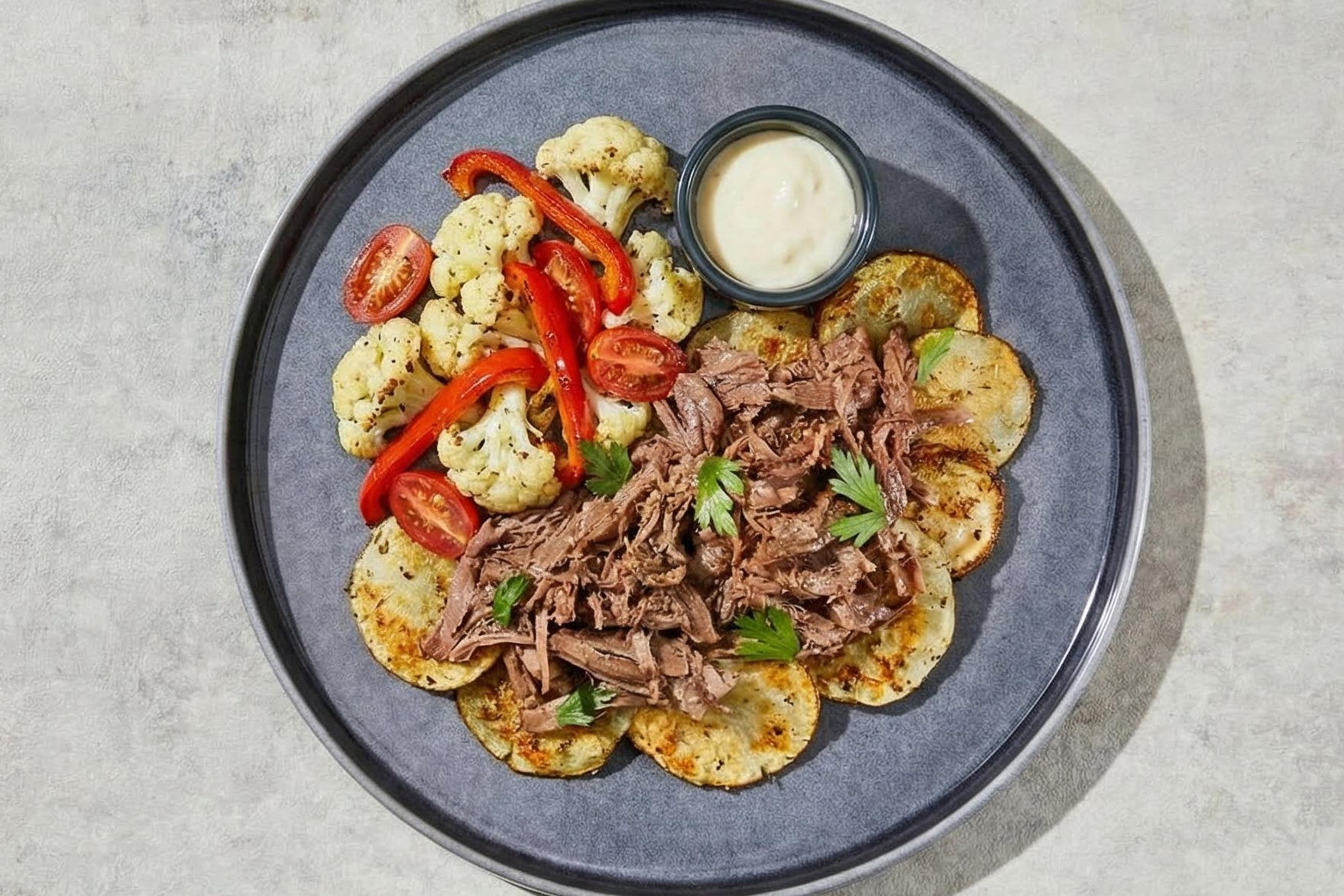 Garlic-Parmesan Cream Shredded Beef