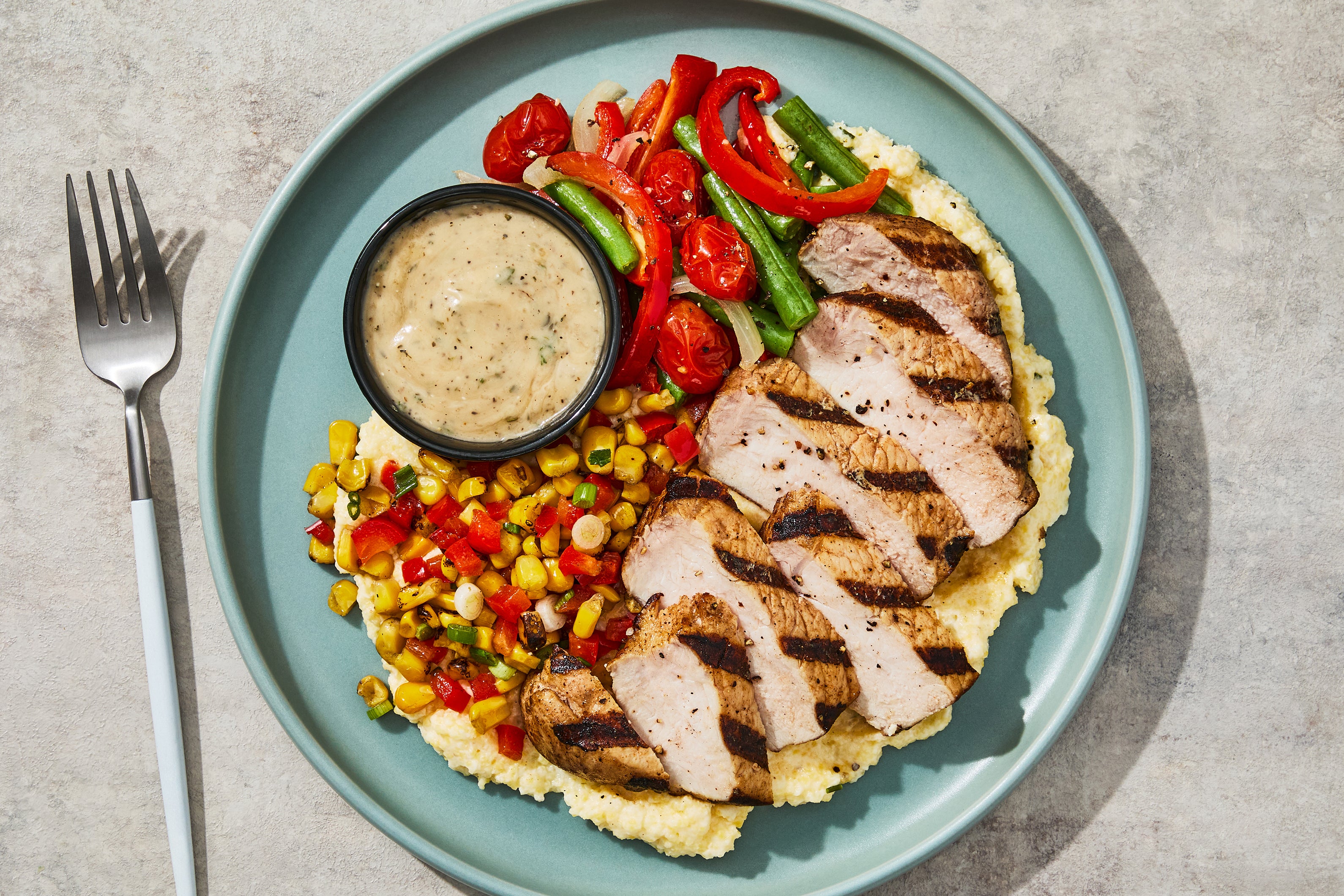 Thyme Gravy Pork Chop & Polenta