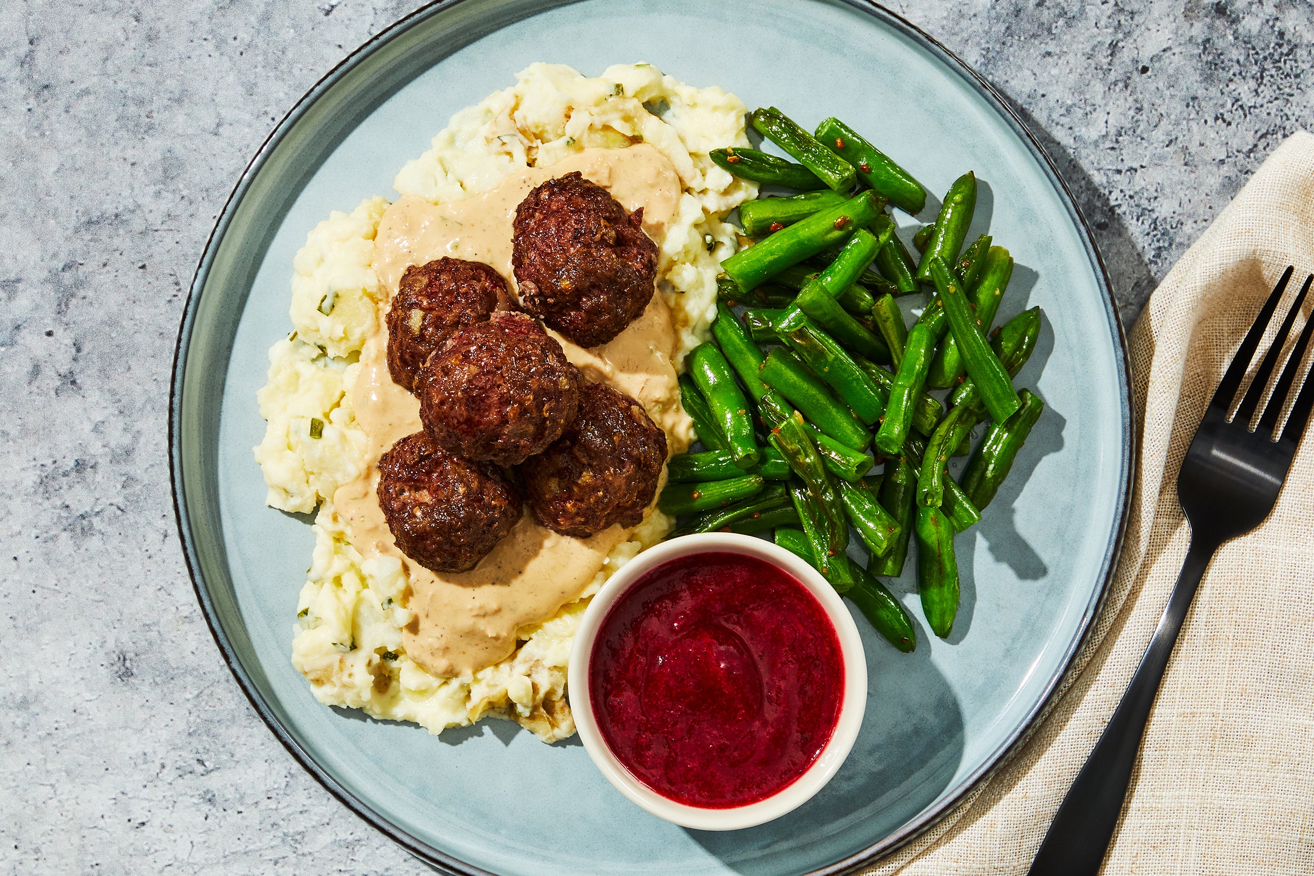 Smothered Meatballs & Tart Cranberry Sauce