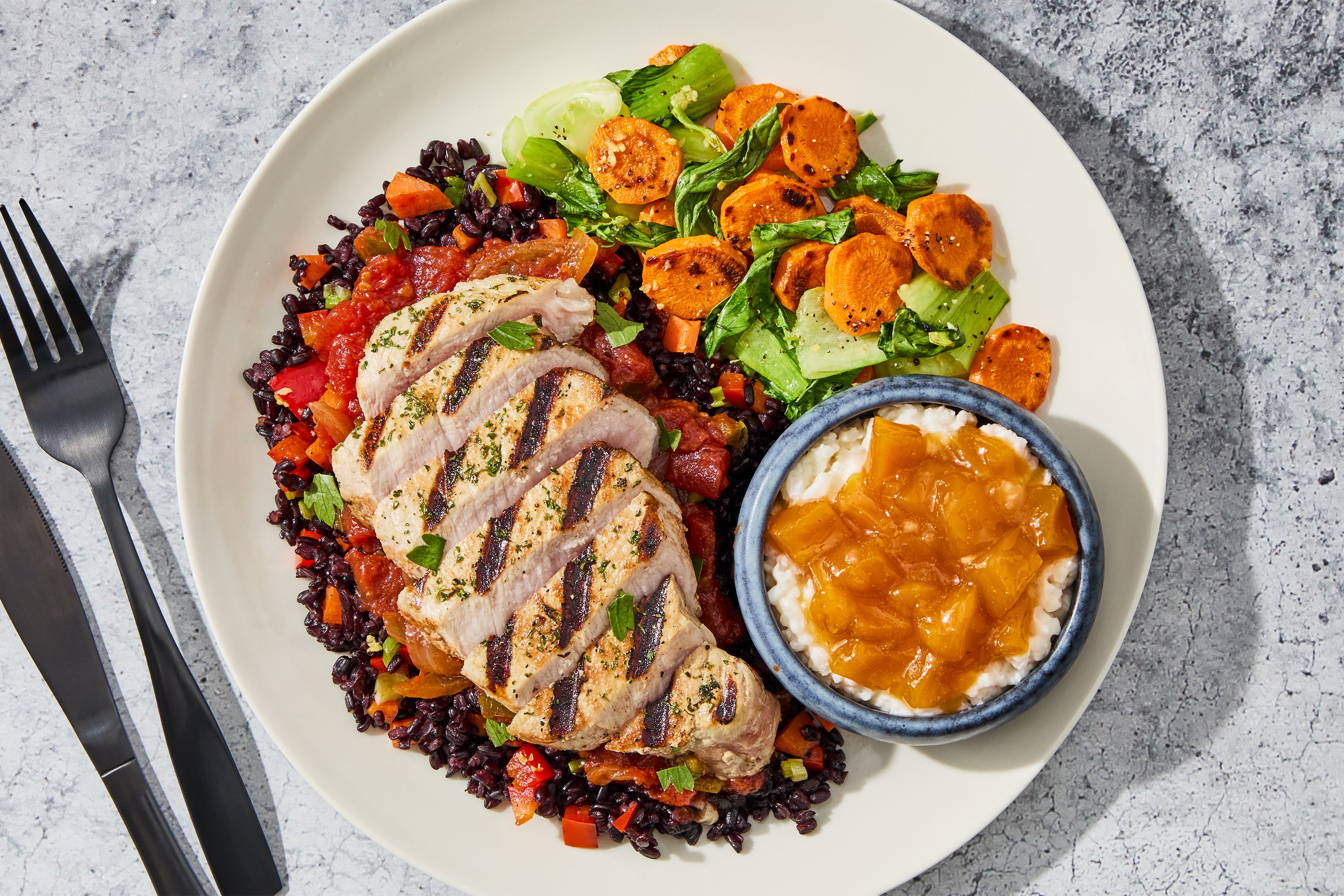 Indonesian-Style Chili Pork Chop & Black Rice