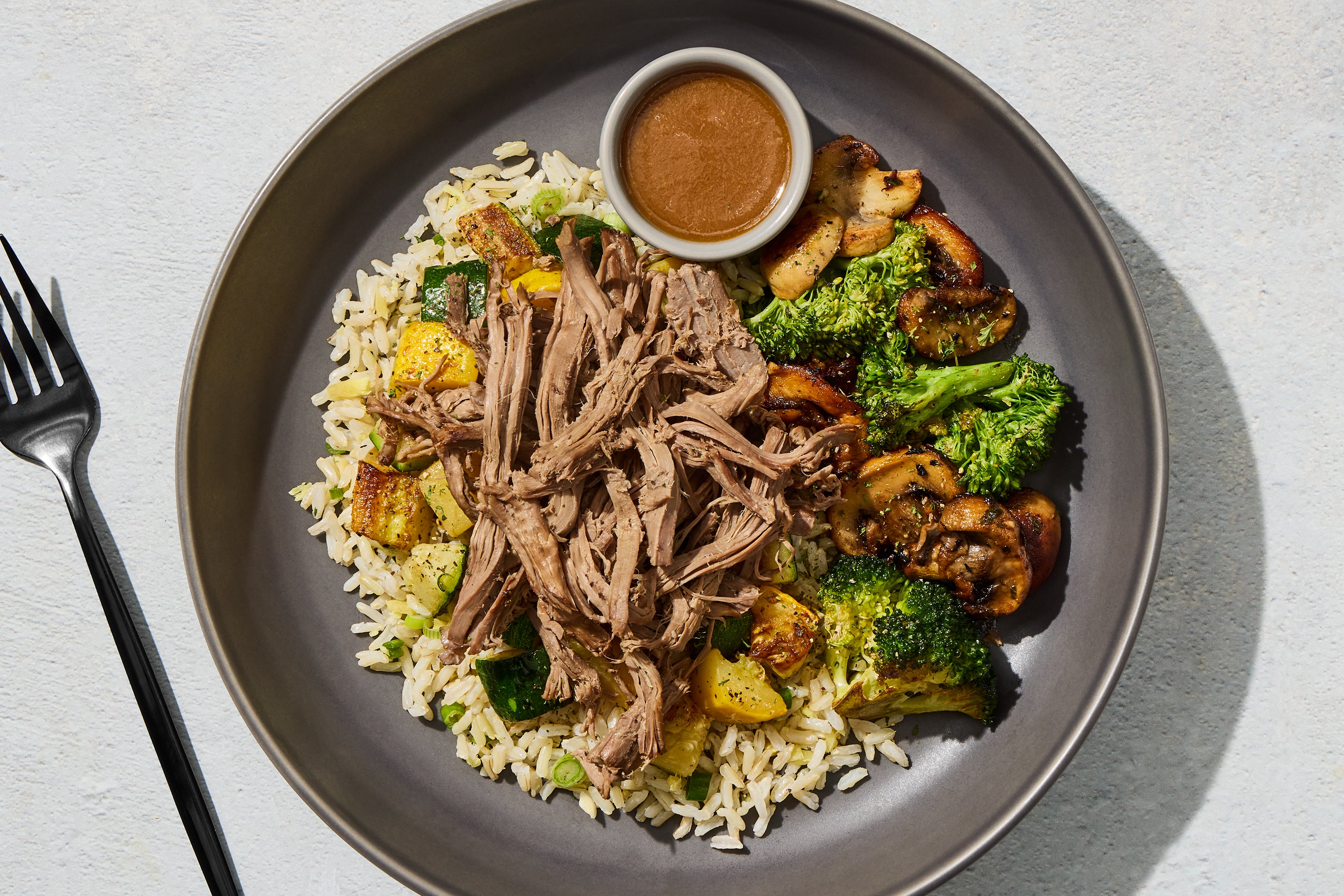 Honey Garlic Shredded Beef Bowl