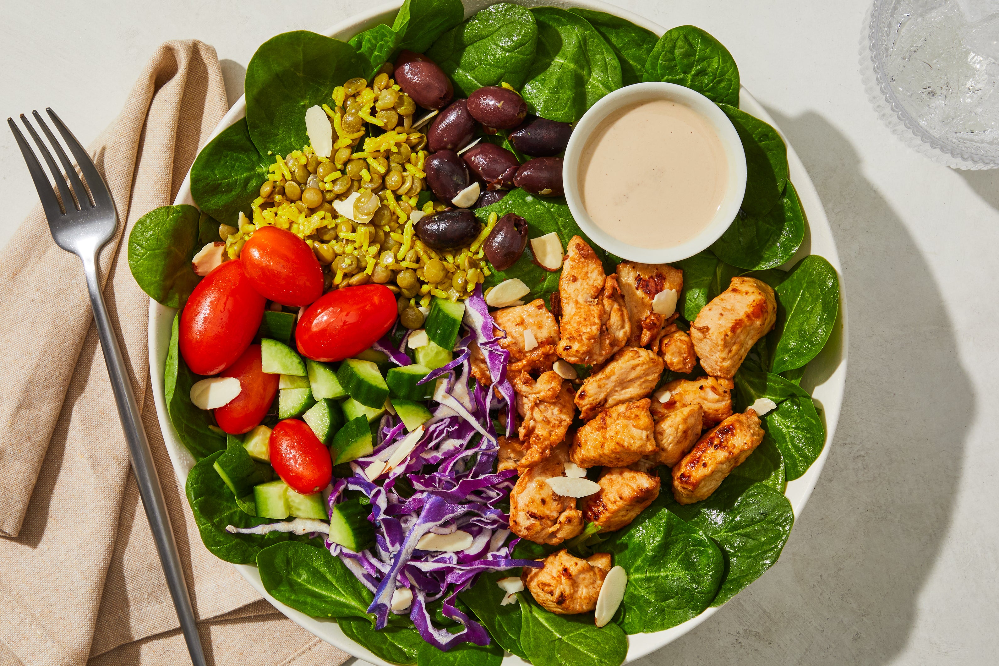 Chicken Lentil Tahini Salad