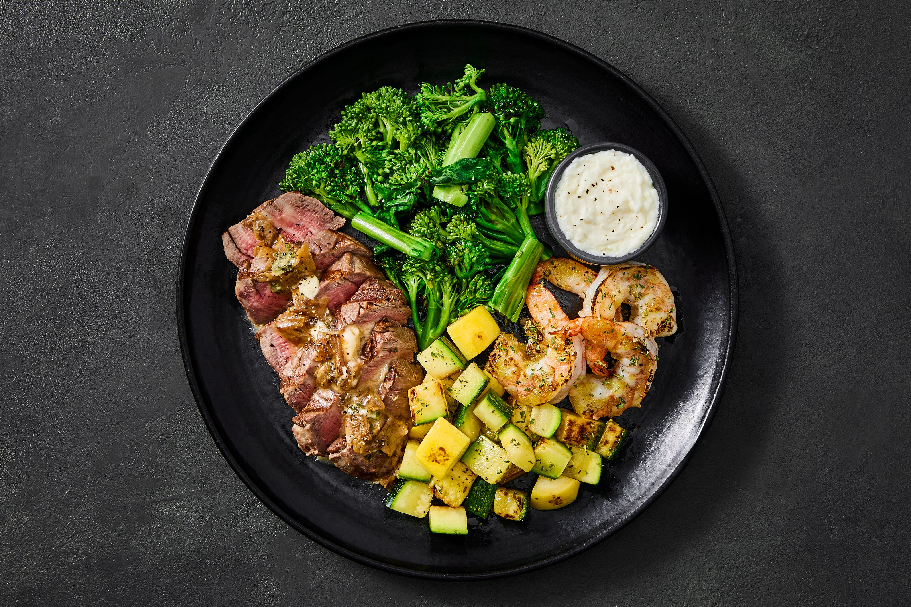 Grilled Filet Mignon & Creamy Parmesan Shrimp