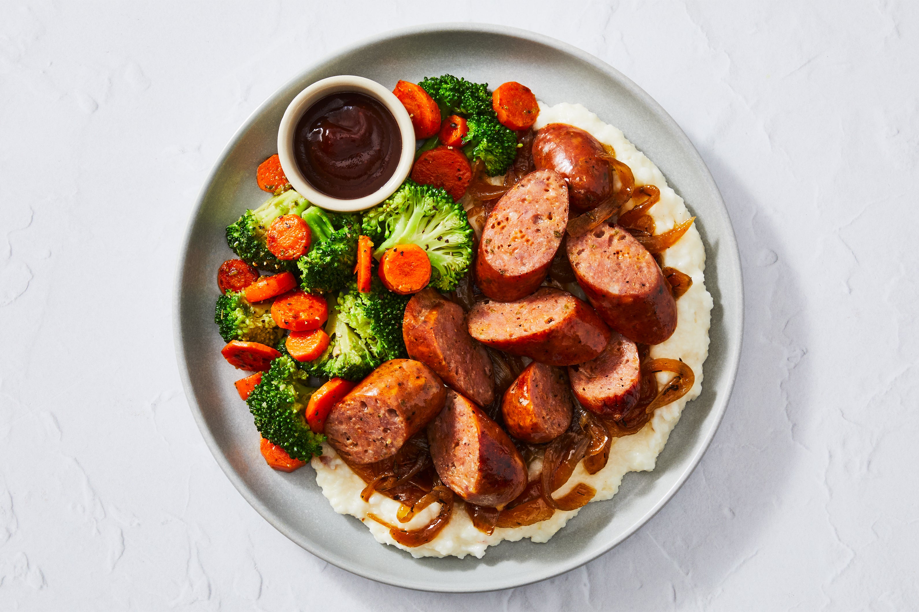 Bison-Pork Sausage & Smoky Gouda Grits