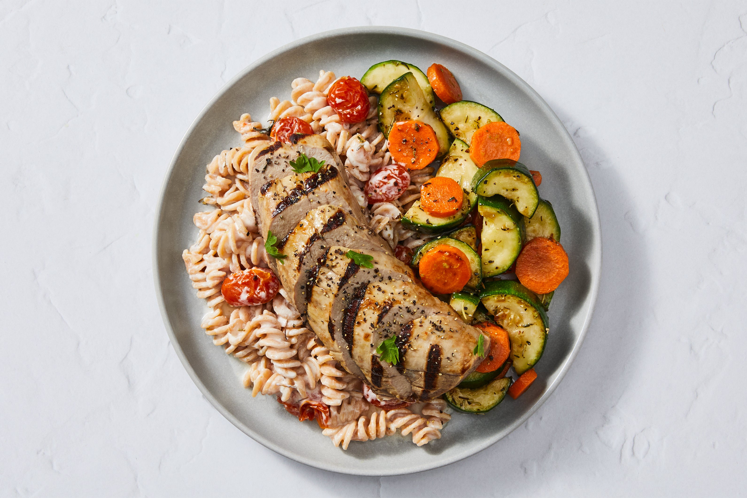 Garlic-Rosemary Pork Tenderloin Fusilli