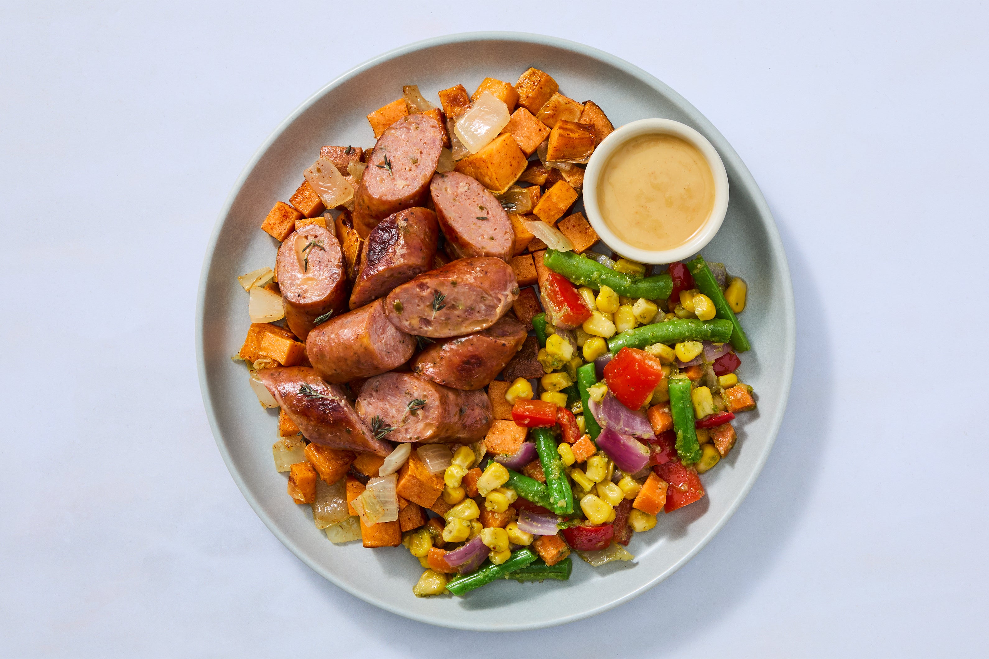Sweet Mustard Vinaigrette Bison-Pork Sausage